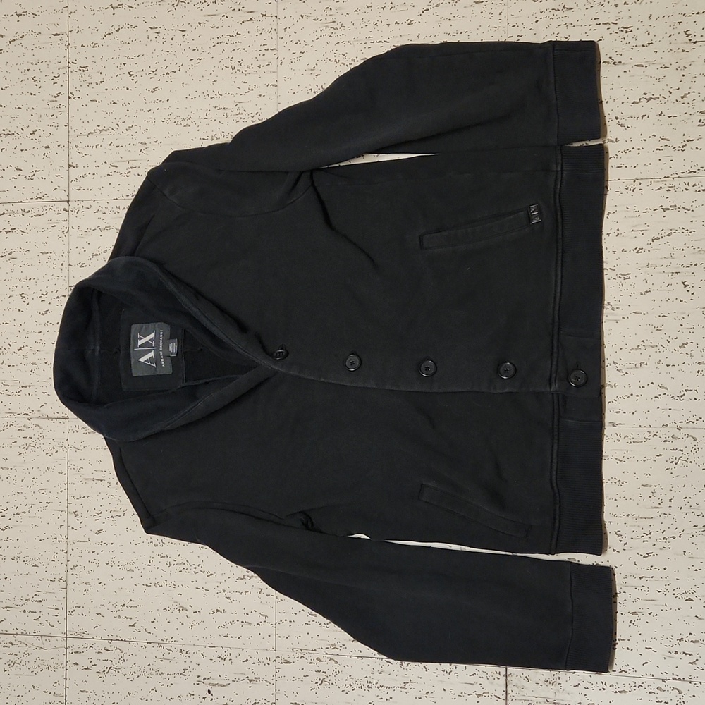 Armani Exchange Black Button Down Collared Casual Caridigan Style Sweater